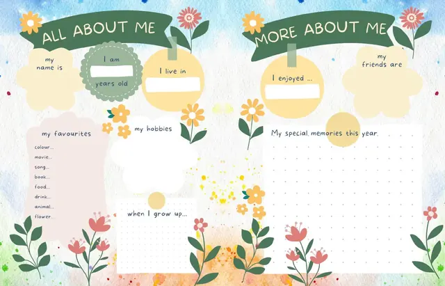 Watercolor Whispers template, pages 52 and 53